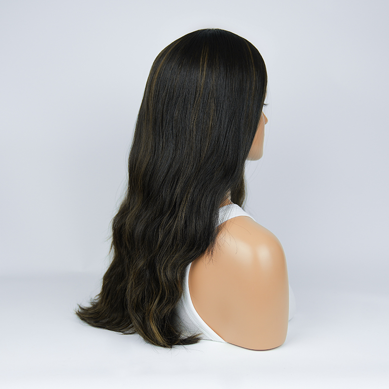 24 Inches Walnut Color Slight Layer Silk Top Wig