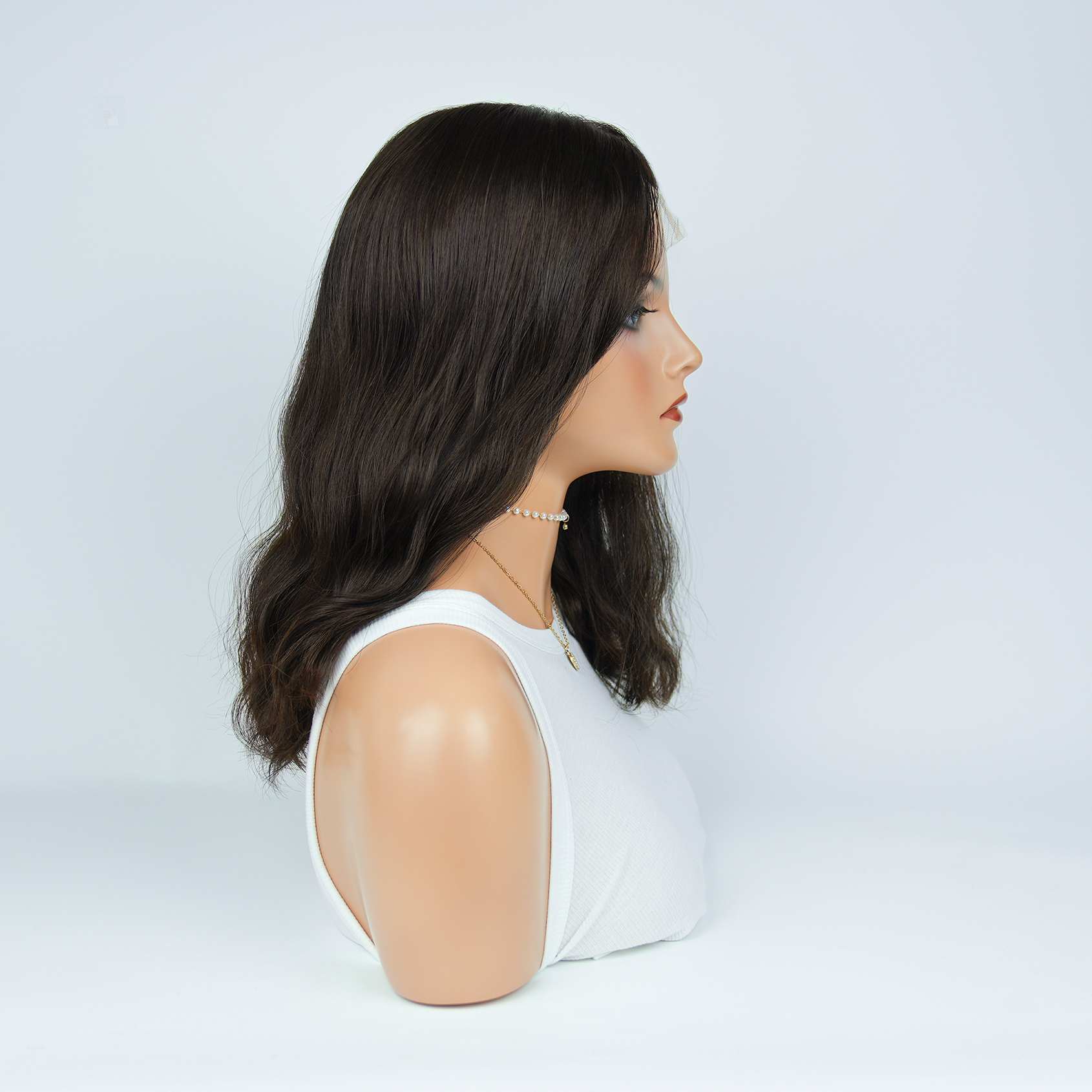 17 Inches Coconut Color Slight Layer Lace Top Wigs