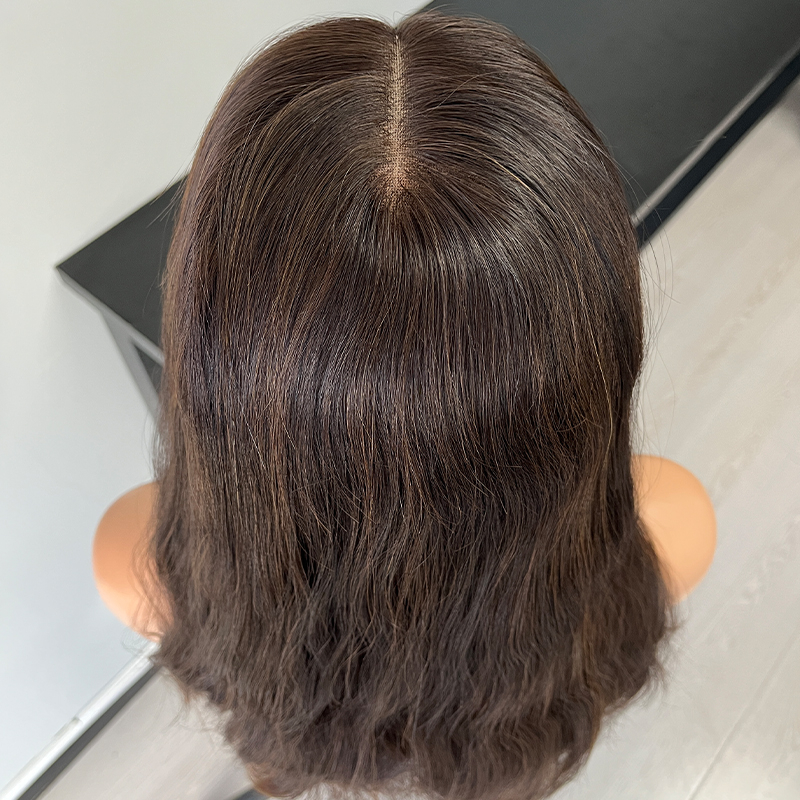 20 Inches Sepia Color Slight Curly Lace Top Wig