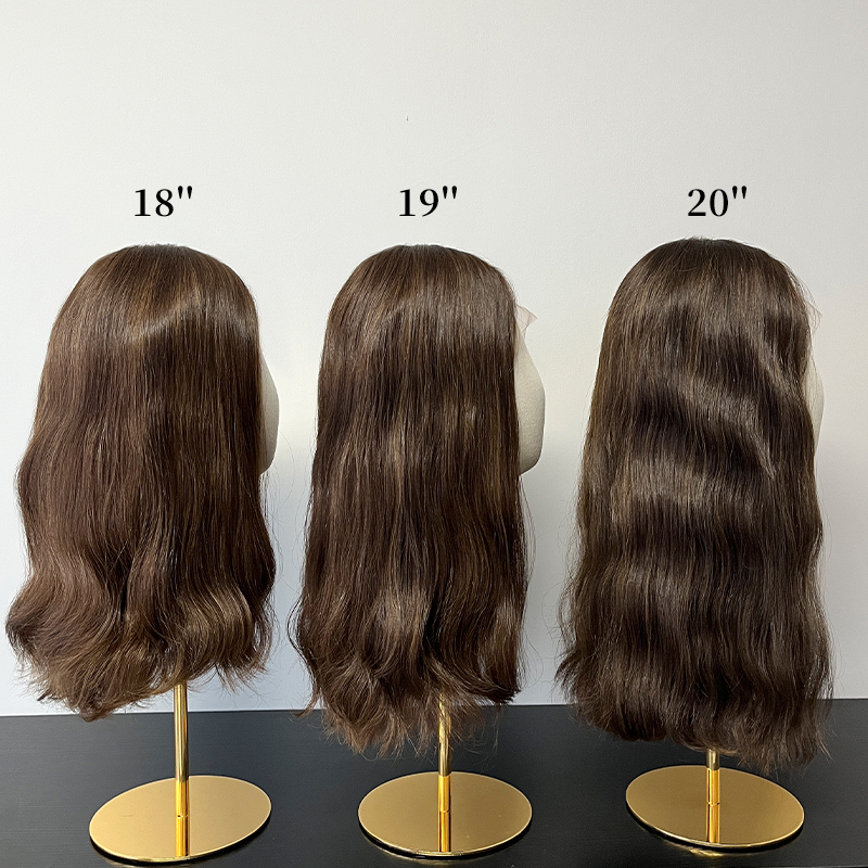 19 Inches Pecan Color Slight Layer Lace Top Wig