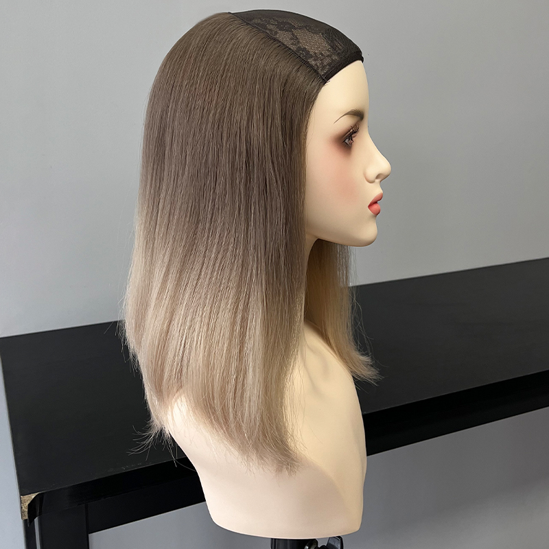 16 Inches Cream Color Slightly Curly Hatfall Wig 