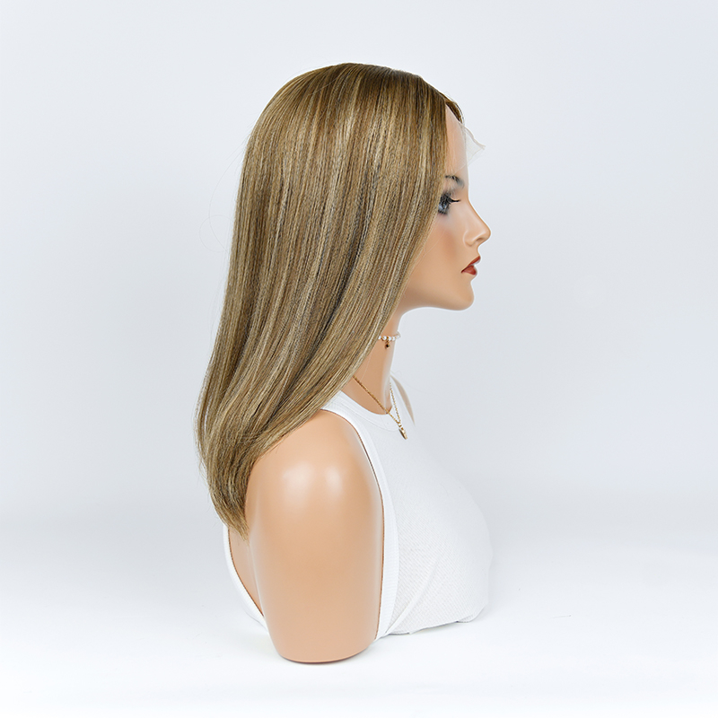 17 Inches Gilt Color Slight Layer Lace Top Wig