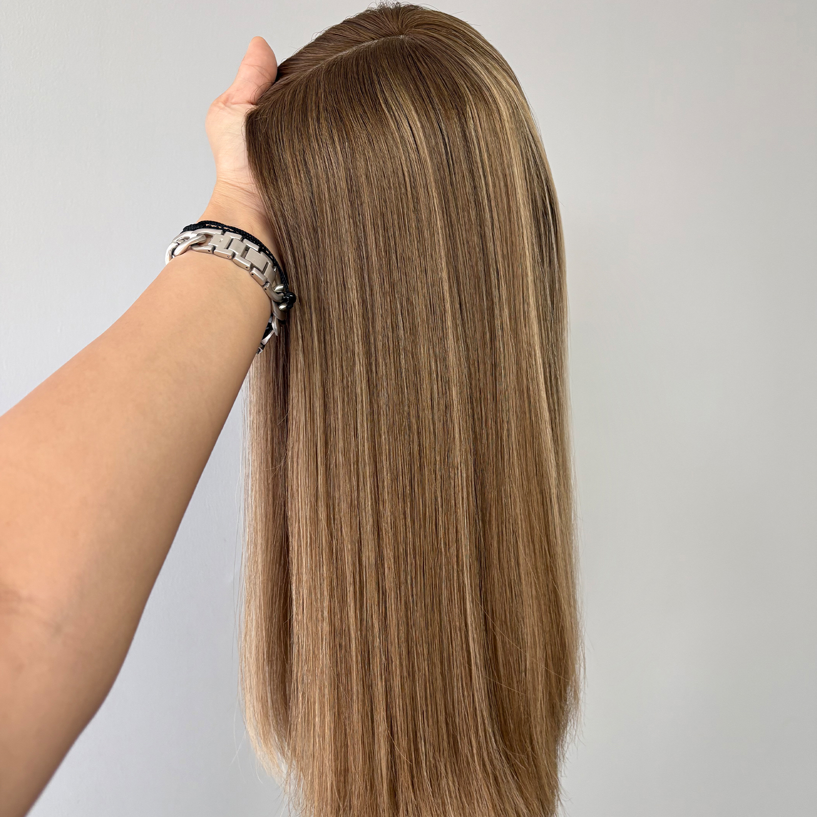 16 Inches Almond Color Slight Layer Silk Top Topper