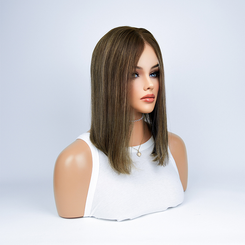 14 Inches Buff Color Slight Layer Lace Top Wig