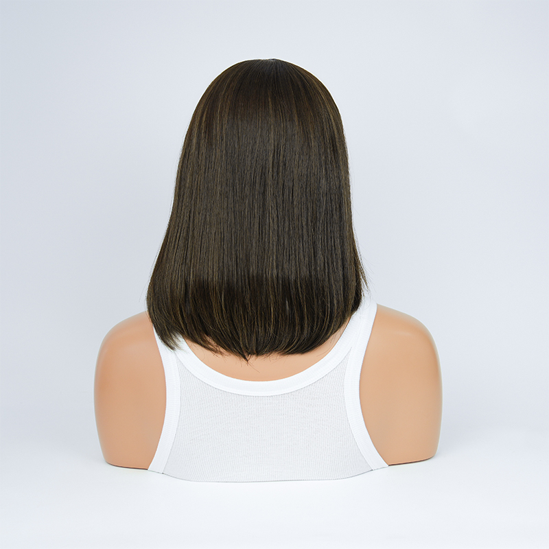 15 Inches Pecan Color Slight Layer Silk Top Wig
