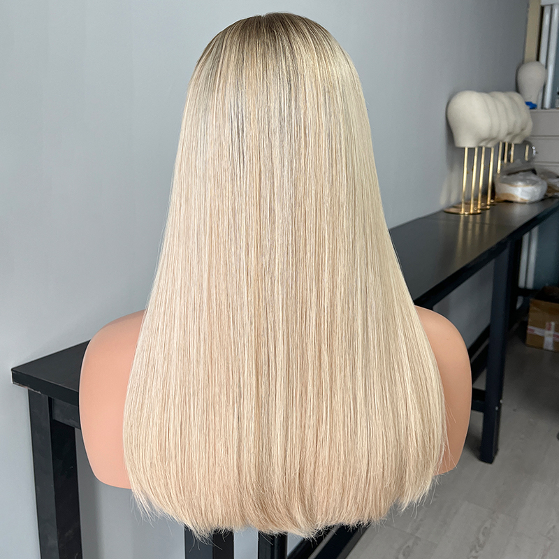 21 Inches Ivory Color Slight Layer Lace Top Wig