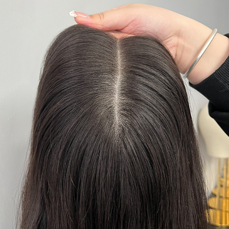 18 Inches Brown Color Slight Layer Lace Top Wig