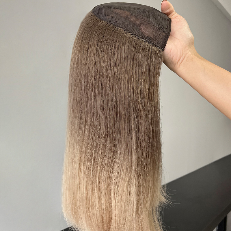 16 Inches Cream Color Slightly Curly Hatfall Wig 