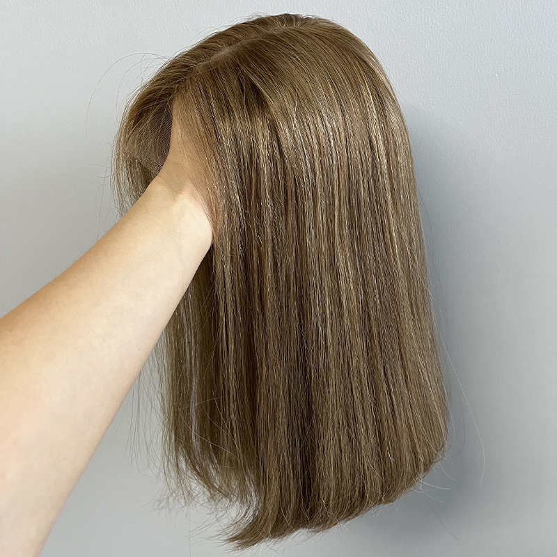 16 Inches Almond Color Slight Layer Lace Top Wig