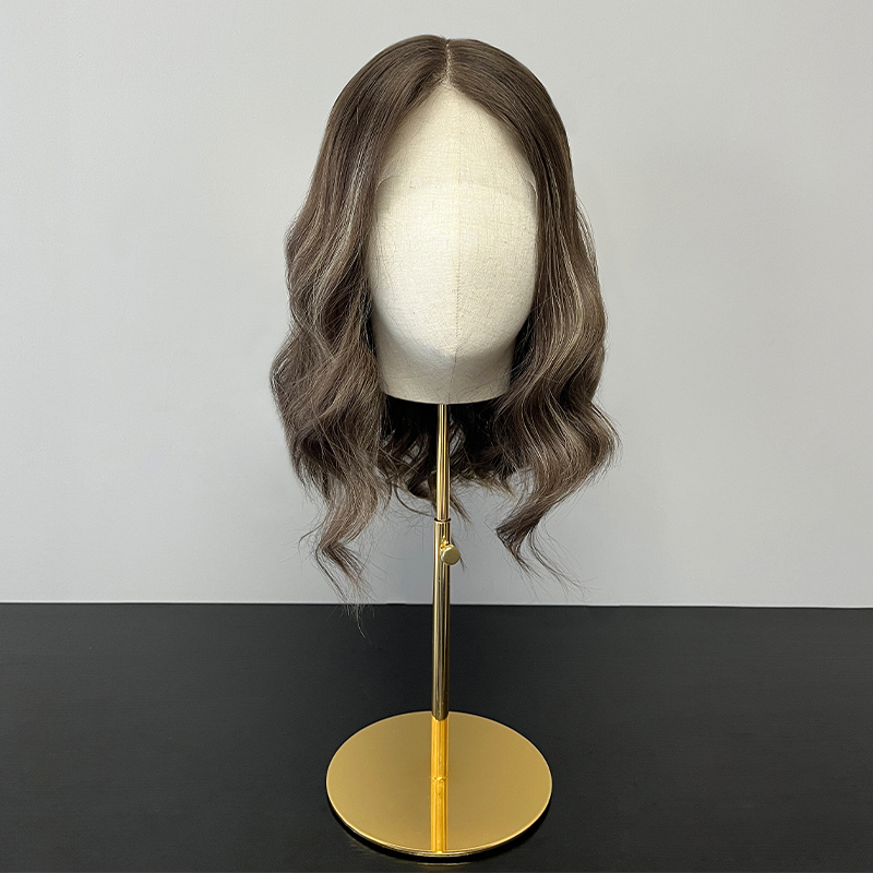 14 Inches Taupe Color Slight Layer Lace Top Wig