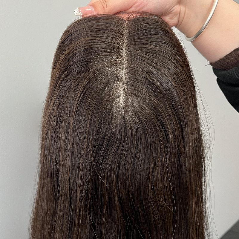 20 Inches Sepia Color Slight Curly Lace Top Wig