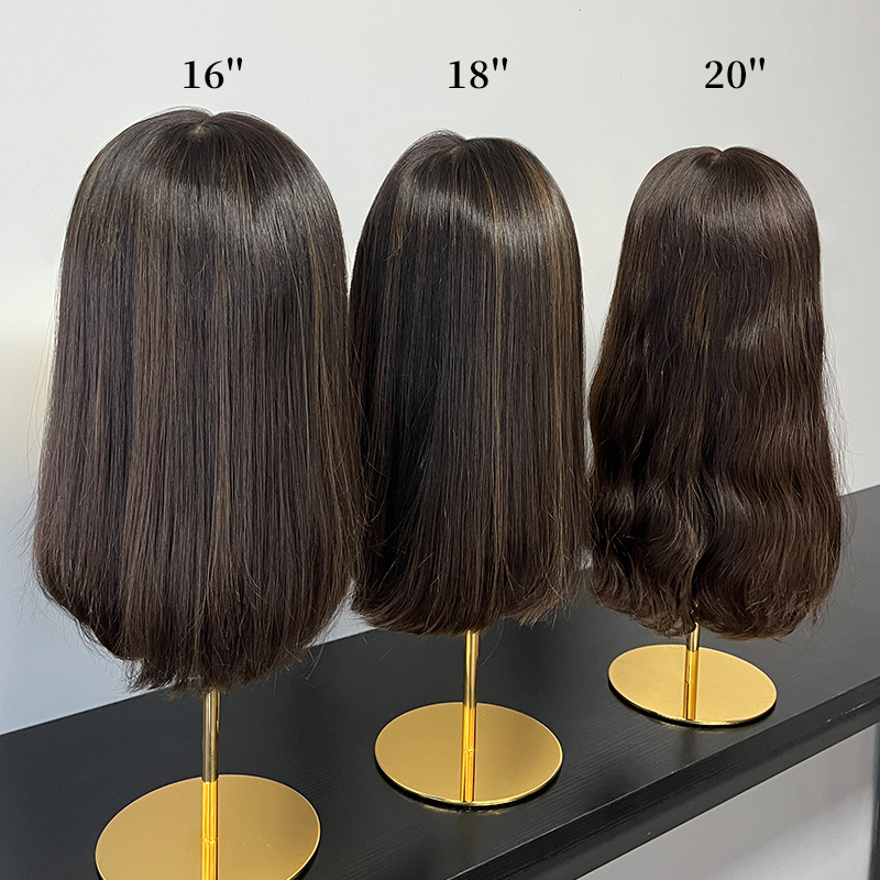 18 Inches Sepia Color Slight Layer Lace Top Wig