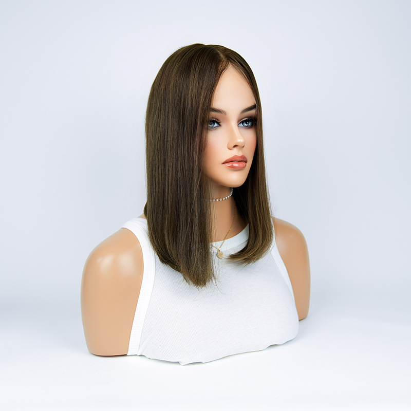 14 Inches Cinnamon Color Slight Layer Lace Top Wig