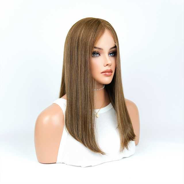 19 Inches Caramel Color Slight Layer Lace Top Wig