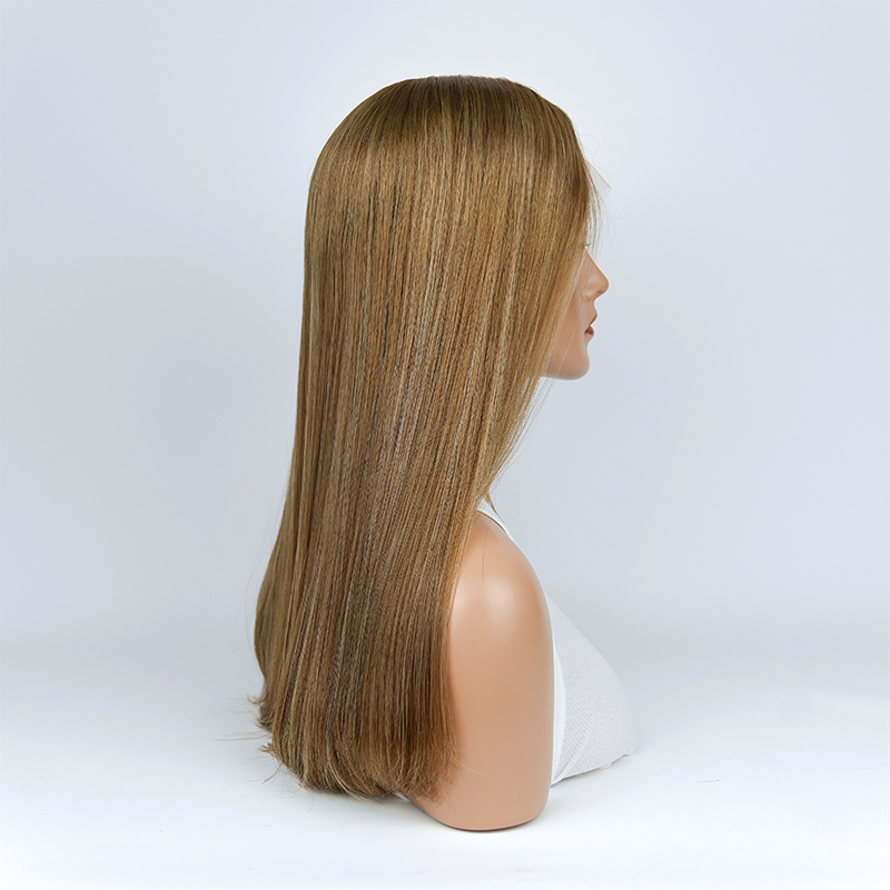 21 Inches Wheat Color Slight Layer Lace Top Wig