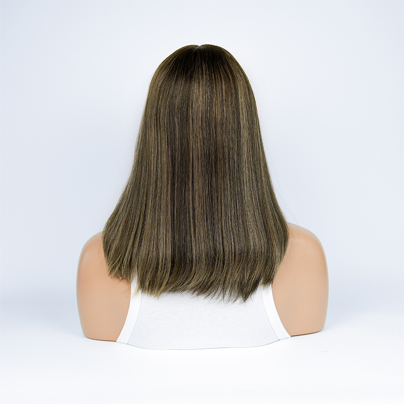 18 Inches Latte Color Slight Layer Lace Top Wig