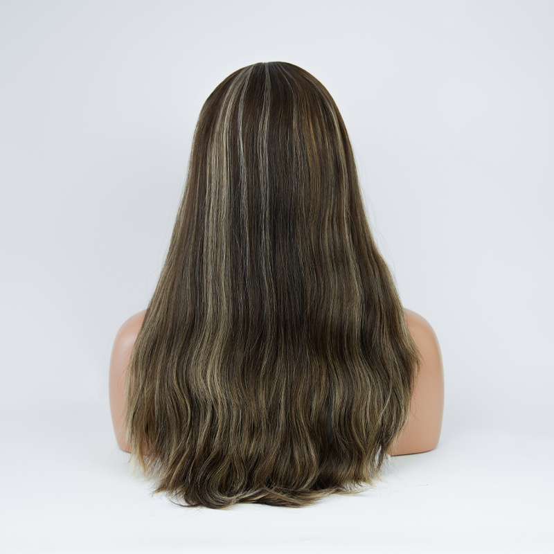 23 Inches Mahogany Color Slight Layer Silk Top Wig