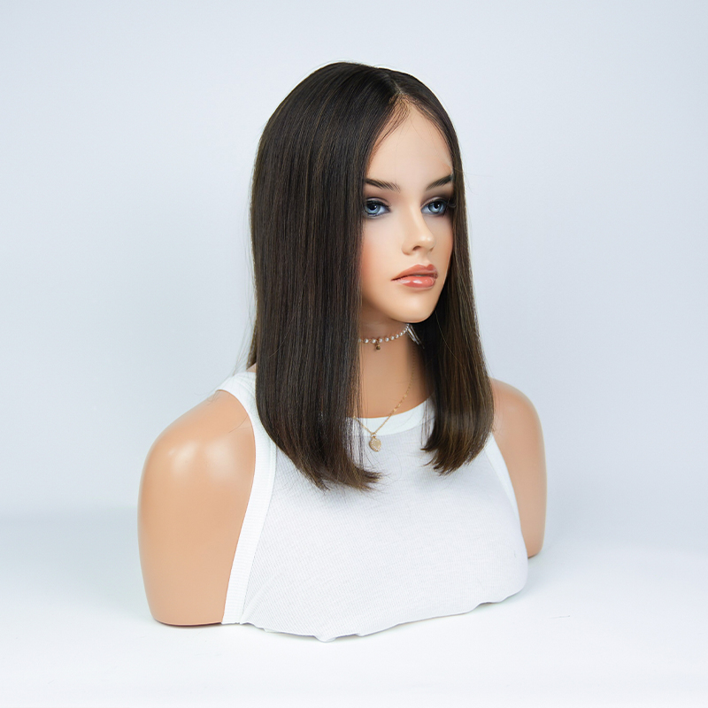 16 Inches Sepia Color Slight Layer Lace Top Wigs