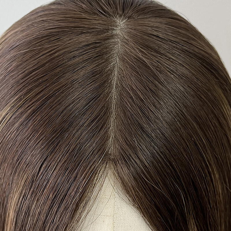 16 Inches Latte Color Slight Layer Lace Top Wigs