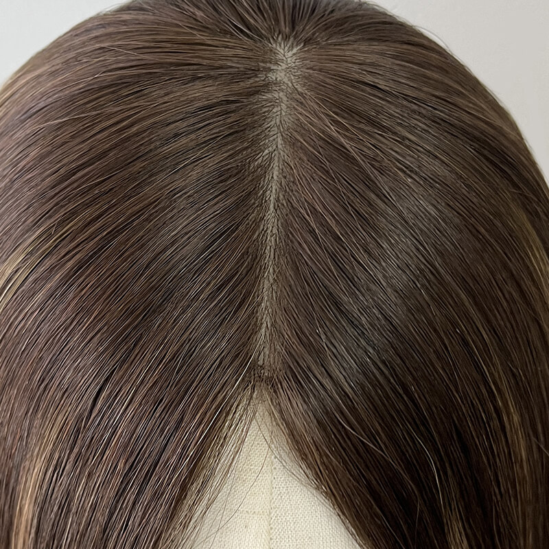 16 Inches Latte Color Slight Layer Lace Top Wigs