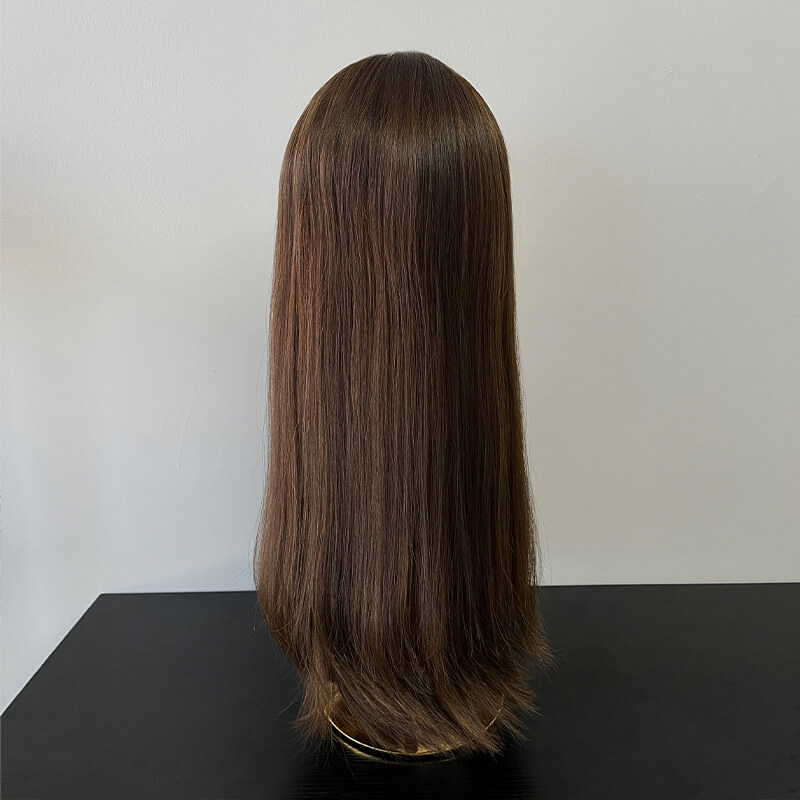 22 Inches Pecan Color Slight Layer Lace Top Wigs