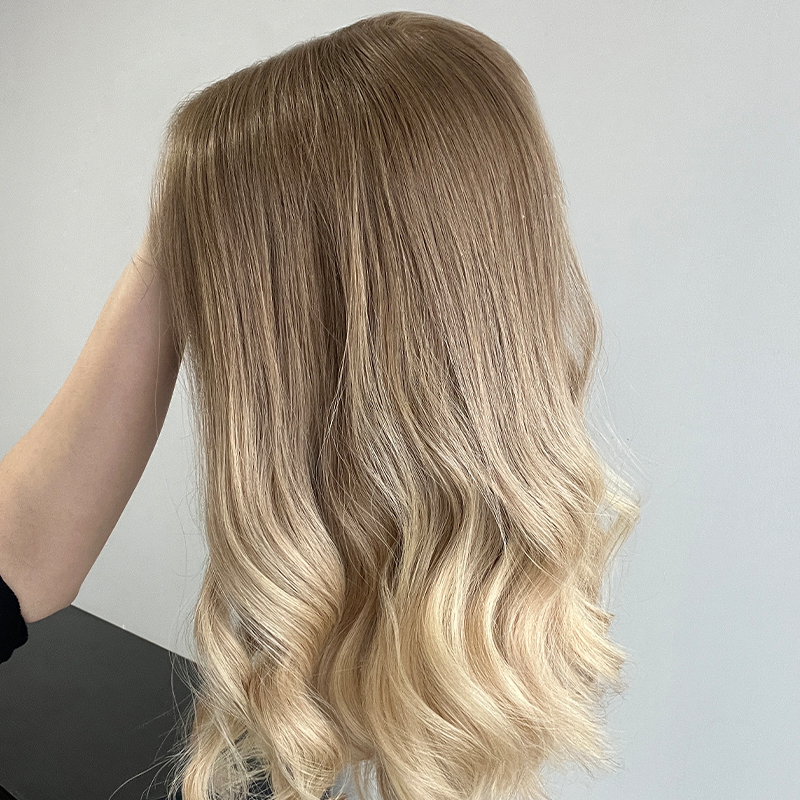 18 Inches Auburn Color Slight Layer Lace Top Wig