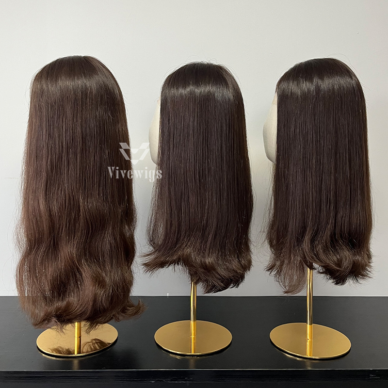 16 Inches #8 Color European Hair Lace Top Wig