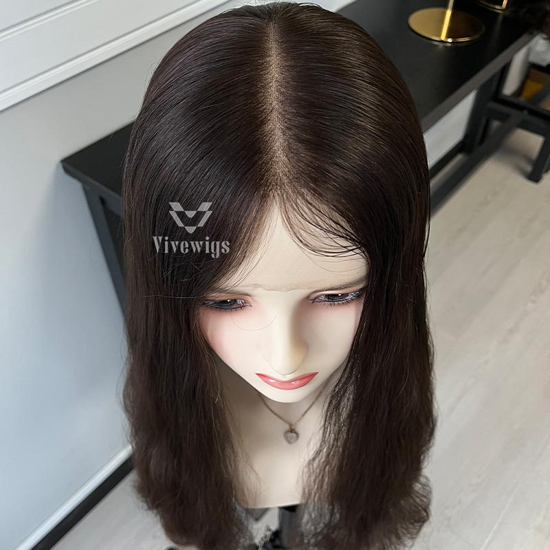 17 Inches #4 Color European Hair Lace Top Wig