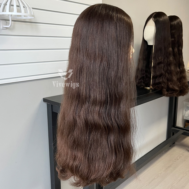 26 Inches #4 Color European Hair Lace Top Wig