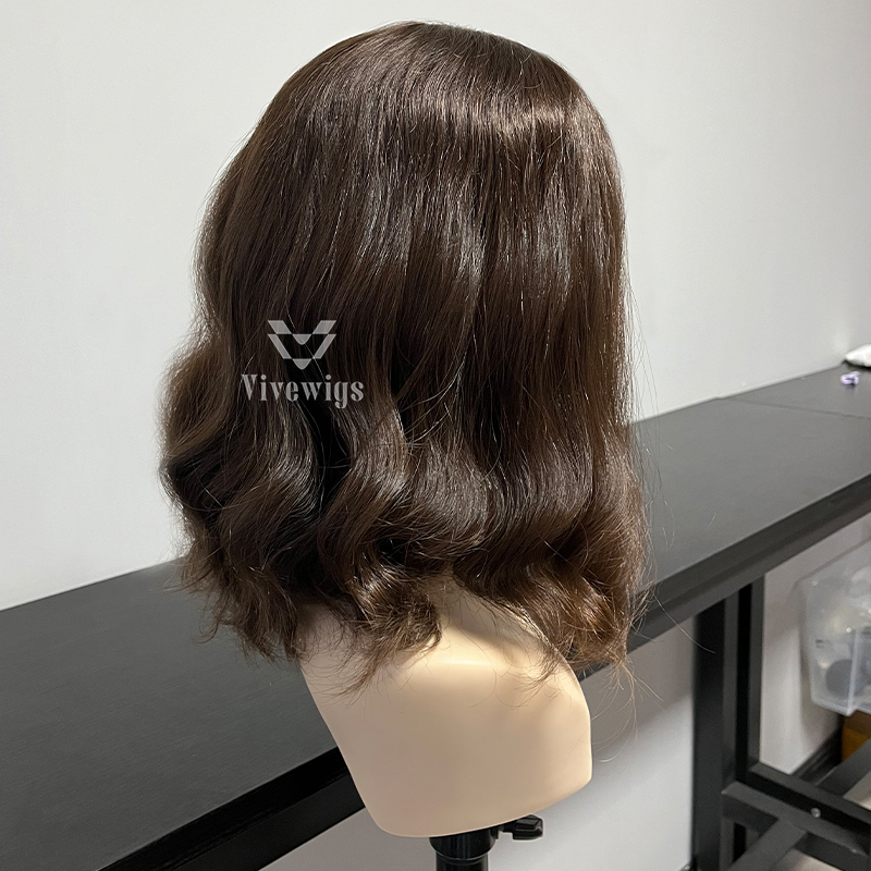 16 Inches #6 Color European Hair Lace Top Wig
