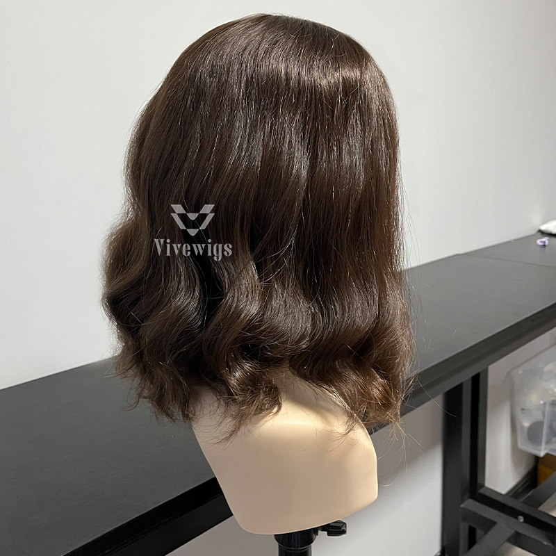 16 Inches #6 Color European Hair Lace Top Wig