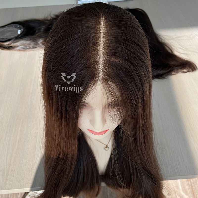 23 Inches #6 Color European Hair Lace Top Wig