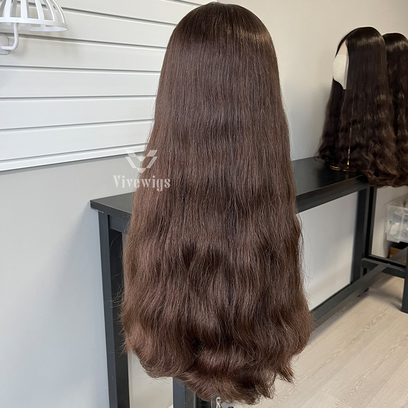 26 Inches #4 Color European Hair Lace Top Wig