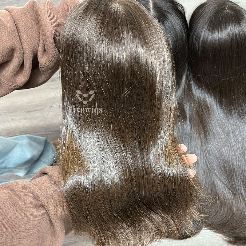 16 Inches #8 Color European Hair Lace Top Wig