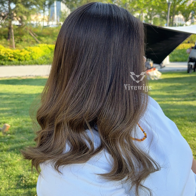 13 Inches Brunette Color Slight Layer Lace Top Wig