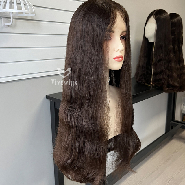 26 Inches #4 Color European Hair Lace Top Wig