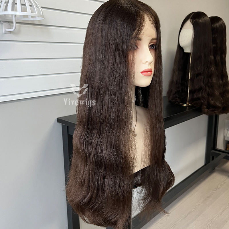 26 Inches #4 Color European Hair Lace Top Wig
