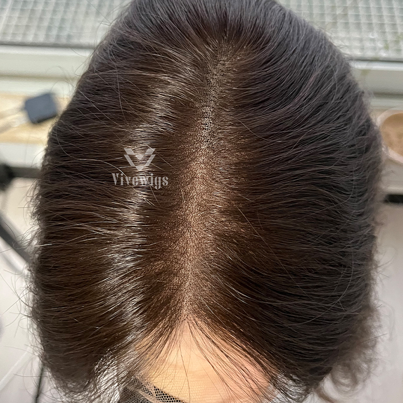 16 Inches #6 Color European Hair Lace Top Wig