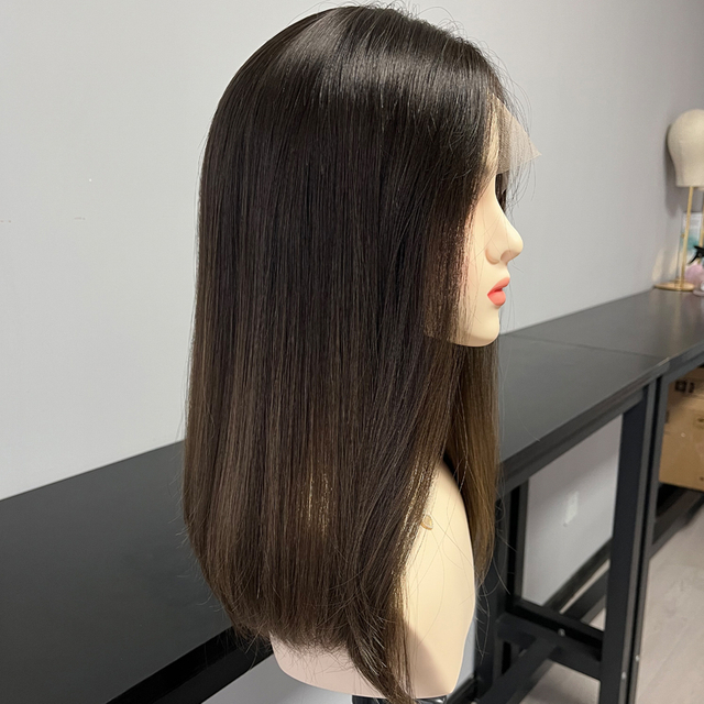 13 Inches Brunette Color Slight Layer Lace Top Wig