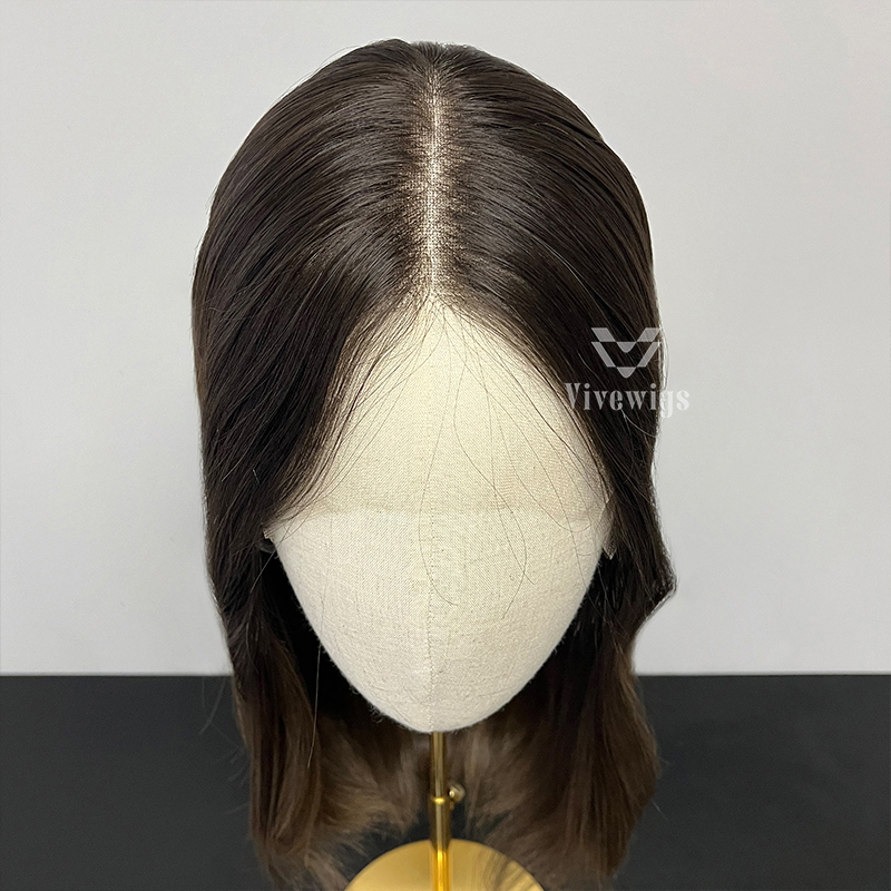 13 Inches Brunette Color Slight Layer Lace Top Wig