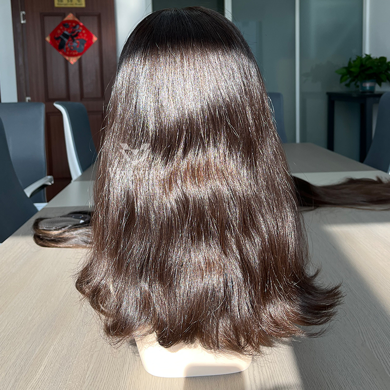 17 Inches #4 Color European Hair Lace Top Wig