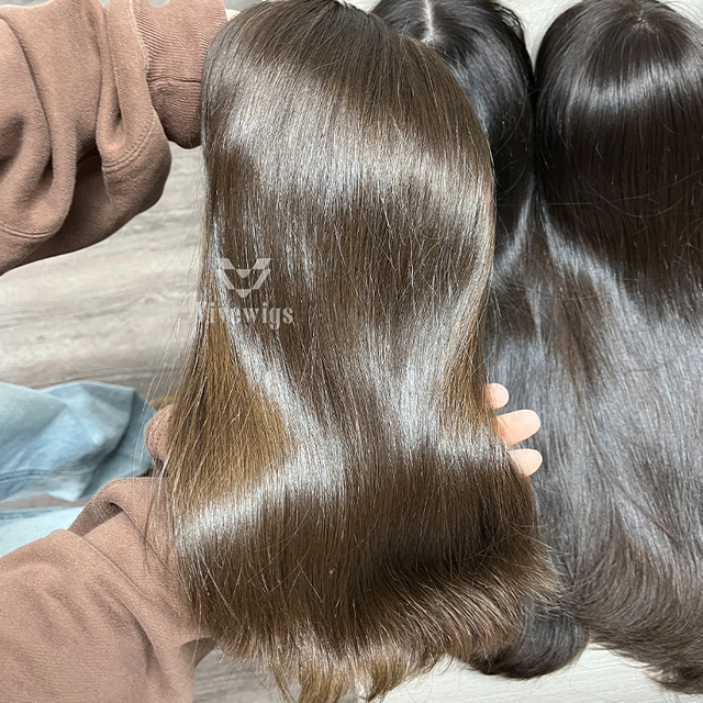 16 Inches #8 Color European Hair Lace Top Wig