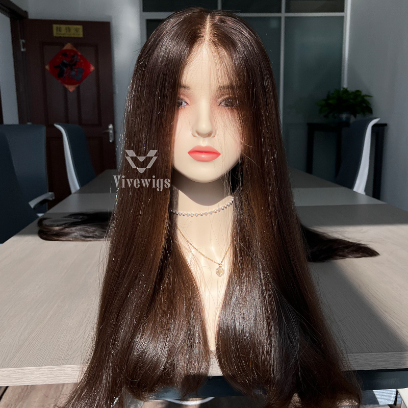 23 Inches #6 Color European Hair Lace Top Wig