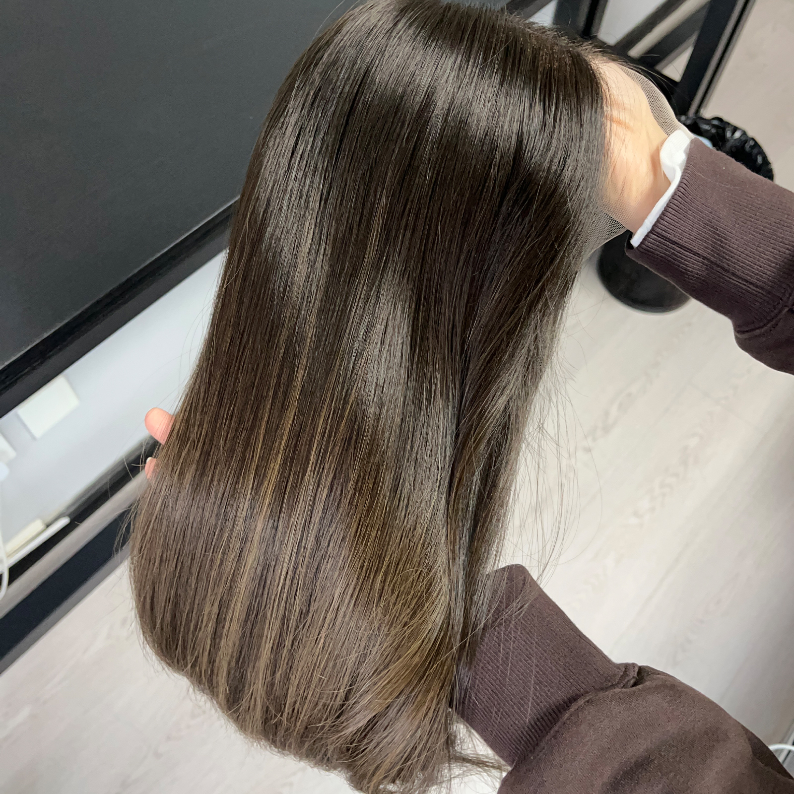 13 Inches Brunette Color Slight Layer Lace Top Wig