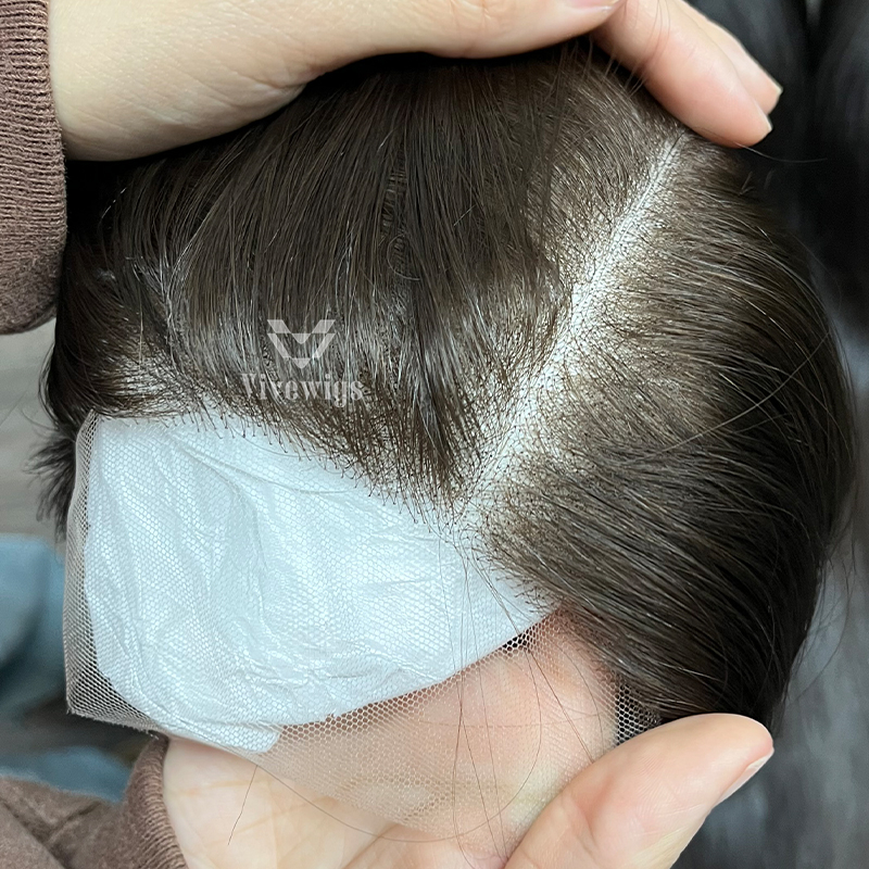 16 Inches #8 Color European Hair Lace Top Wig