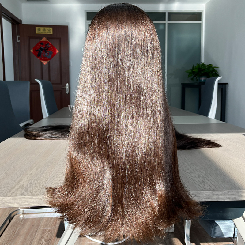 23 Inches #6 Color European Hair Lace Top Wig