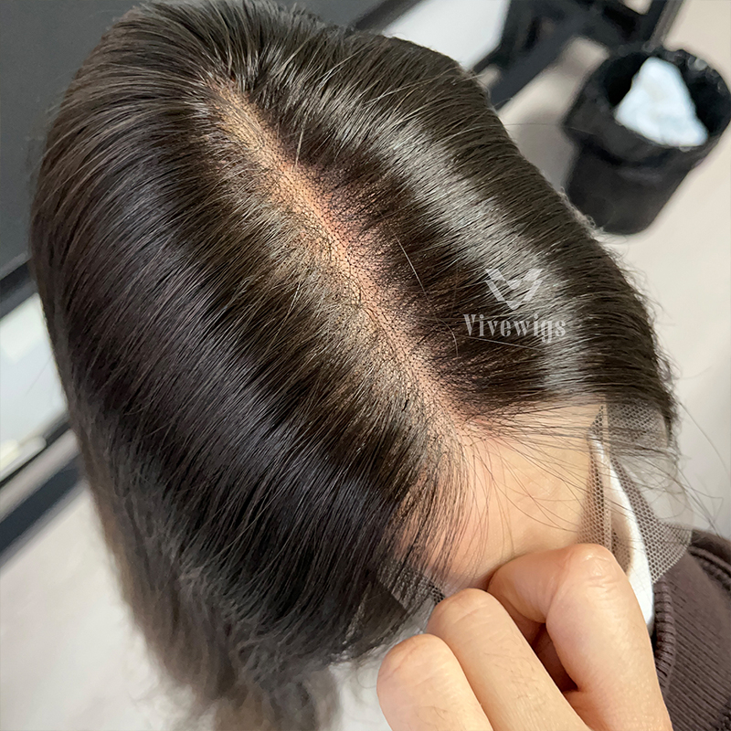 13 Inches Brunette Color Slight Layer Lace Top Wig