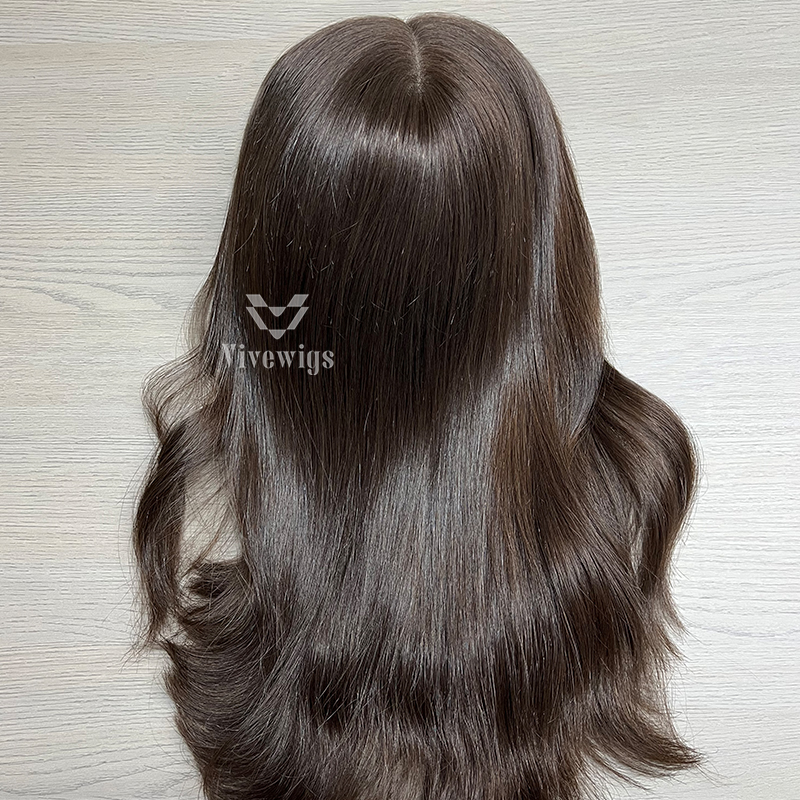 17 Inches #4 Color European Hair Lace Top Wig