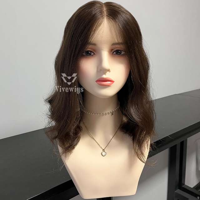 16 Inches #6 Color European Hair Lace Top Wig
