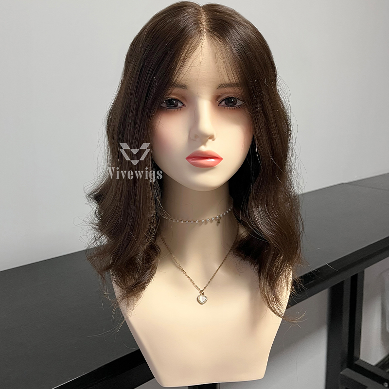 16 Inches #6 Color European Hair Lace Top Wig